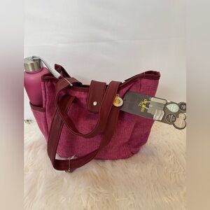 New with tags raspberry insulated tote with water bottle and ice pack